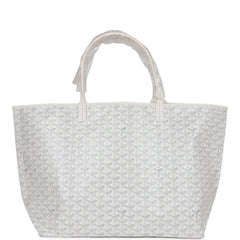 Goyard Goyardine White St. Louis GM Tote Bag Silver Hardware