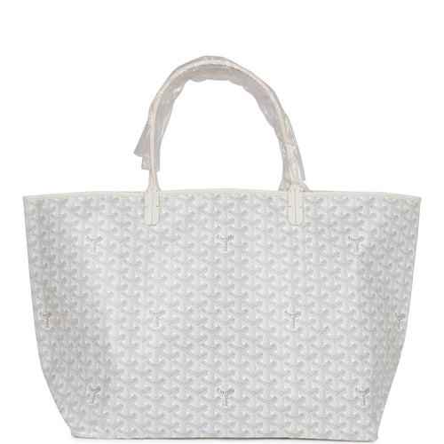 Goyard Goyardine White St. Louis GM Tote Bag Silver Hardware