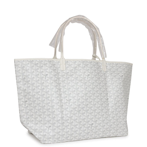 Goyard Goyardine White St. Louis GM Tote Bag Silver Hardware