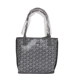 Goyard Goyardine Grey Anjou Mini Reversible Tote Bag Palladium Hardware