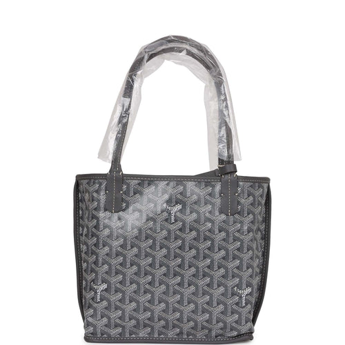Goyard Goyardine Grey Anjou Mini Reversible Tote Bag Palladium Hardware