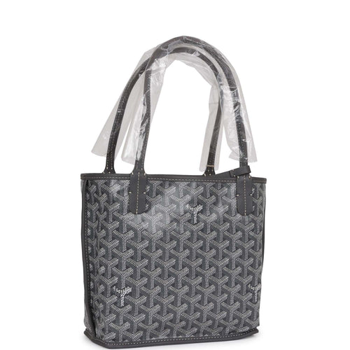 Goyard Goyardine Grey Anjou Mini Reversible Tote Bag Palladium Hardware