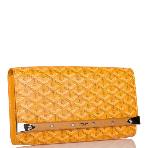 Goyard Goyardine Yellow Monte Carlo PM Clutch/Shoulder Bag Silver Hardware