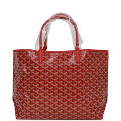 Goyard Goyardine Red St. Louis PM Tote Bag Silver Hardware