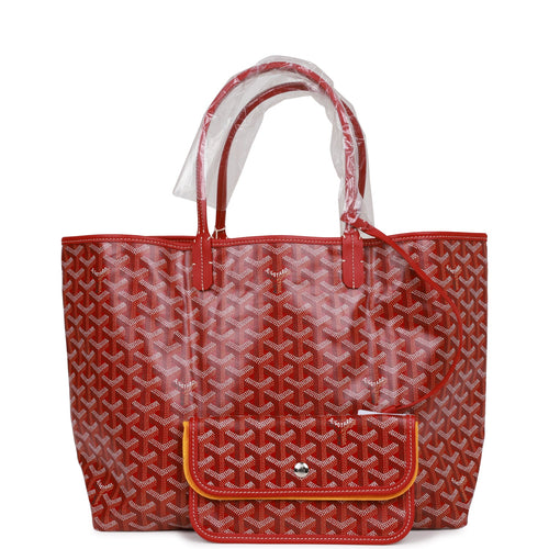Goyard Goyardine Red St. Louis PM Tote Bag Silver Hardware