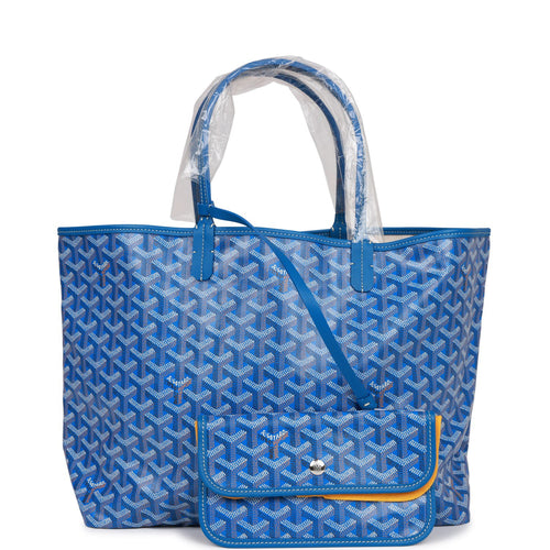 Goyard Goyardine Blue St. Louis PM Tote Bag Silver Hardware