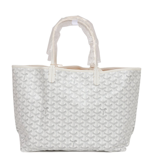 Goyard Goyardine White St. Louis PM Tote Bag Silver Hardware