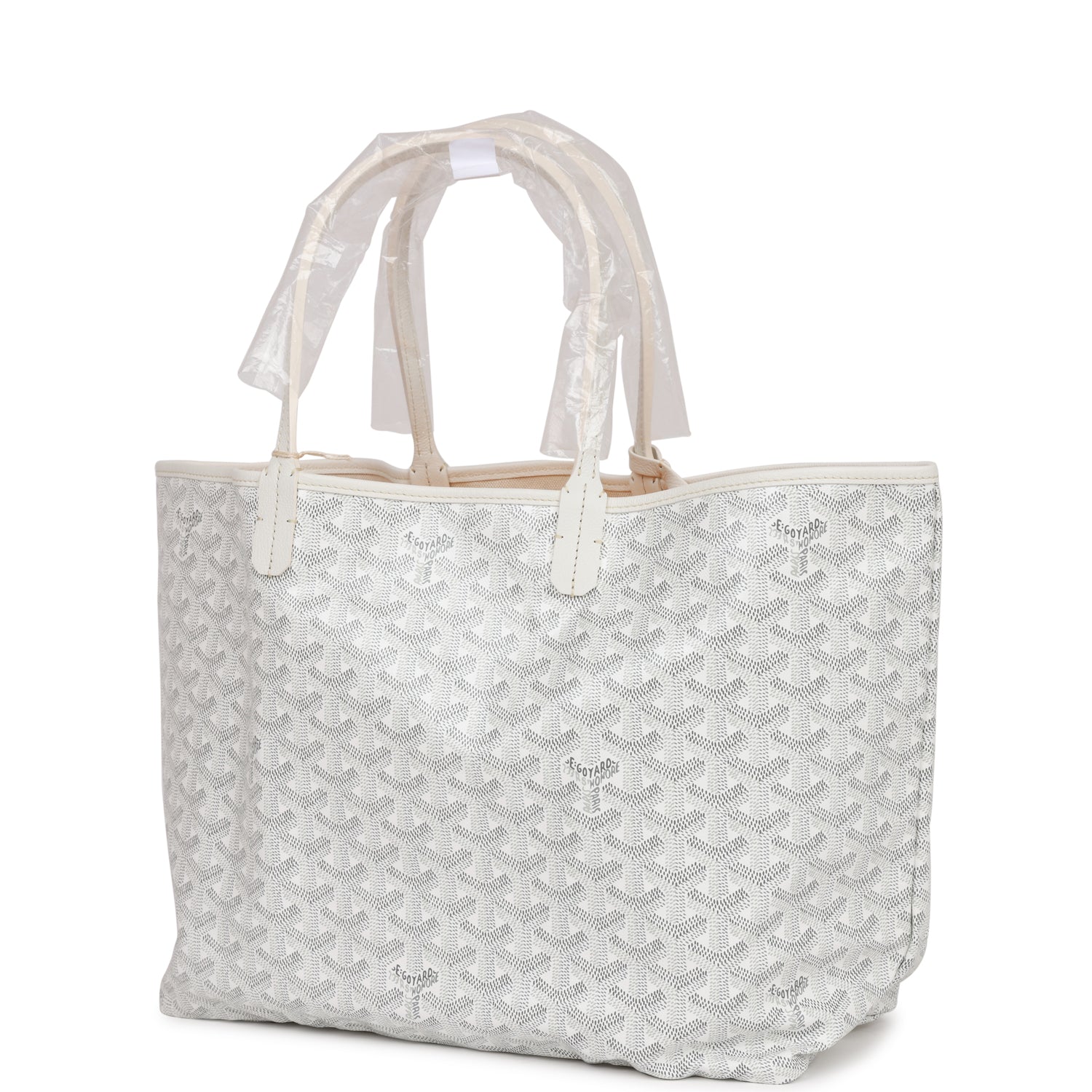 HIRONDELLE BAG 25 IN WHITE LAMBSKIN AND GOYARDINE CANVAS
