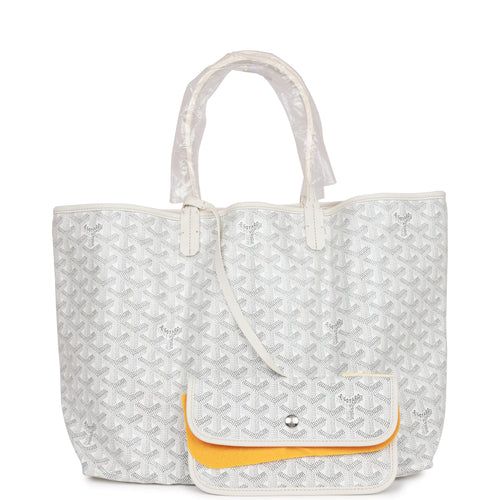 Goyard Goyardine White St. Louis PM Tote Bag Silver Hardware