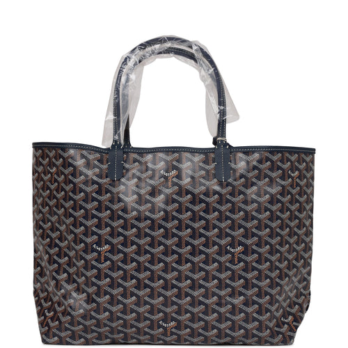 Goyard Goyardine Dark Blue St. Louis PM Tote Bag Silver Hardware