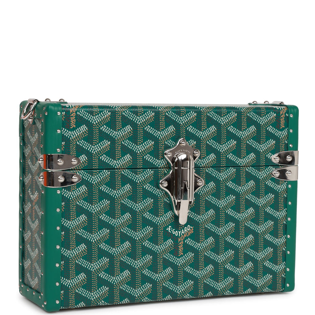 Goyard Goyardine Green Cassette Trunk Clutch/Shoulder Bag Silver Hardware