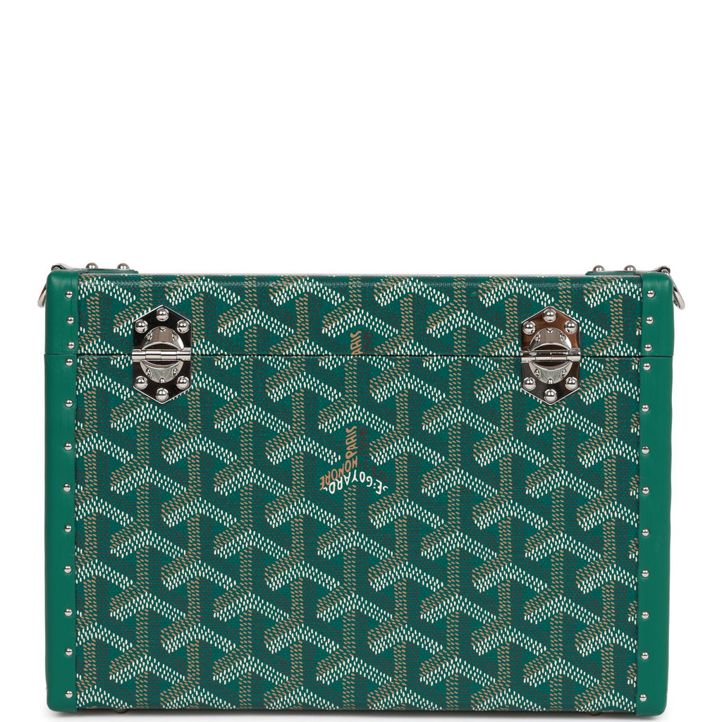 Goyard Goyardine Green Cassette Trunk Clutch/Shoulder Bag Silver