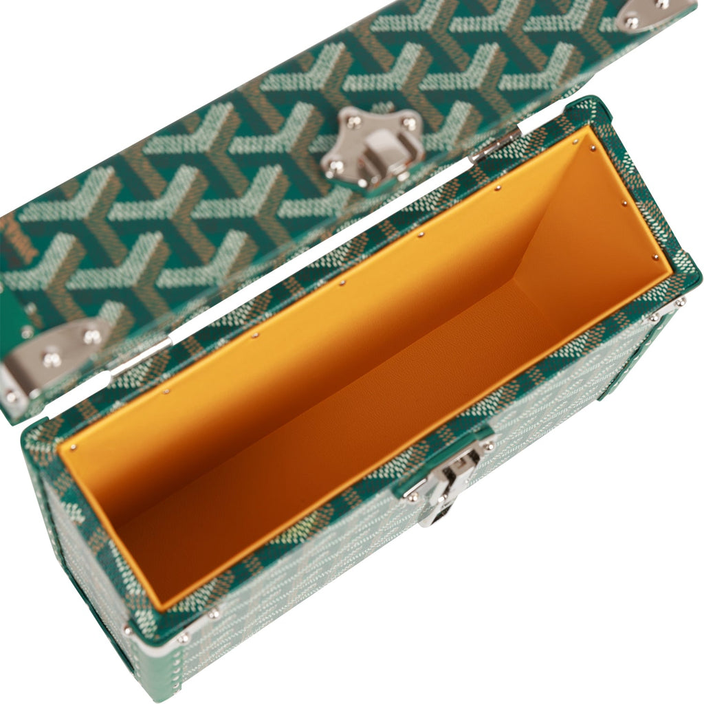 Goyard Goyardine Green Cassette Trunk Clutch/Shoulder Bag Silver Hardware
