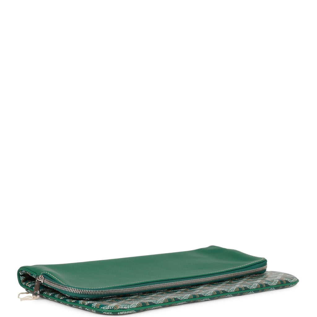 Goyard Goyardine Green Cassette Trunk Clutch/Shoulder Bag Silver