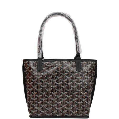 Goyard Goyardine Black Anjou Mini Reversible Tote Bag Silver Hardware