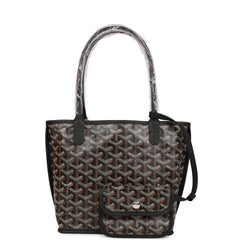 Goyard Goyardine Black Anjou Mini Reversible Tote Bag Silver Hardware