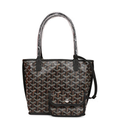 Goyard Goyardine Black Anjou Mini Reversible Tote Bag Silver Hardware