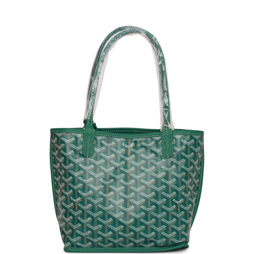 Goyard Goyardine Green Anjou Mini Reversible Tote Bag Silver Hardware