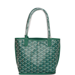 Goyard Goyardine Green Anjou Mini Reversible Tote Bag Silver Hardware