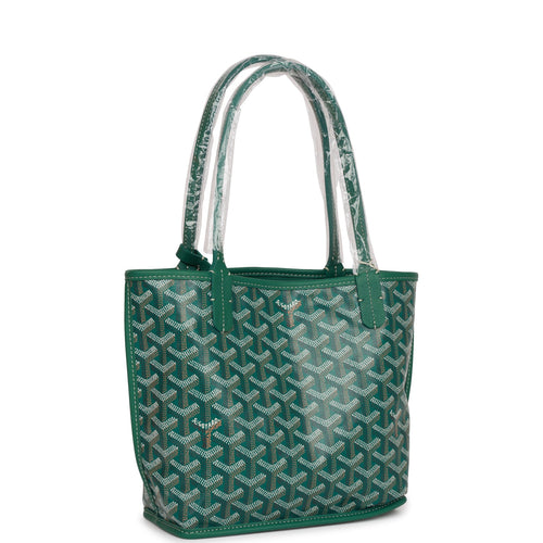 Goyard Goyardine Green Anjou Mini Reversible Tote Bag Silver Hardware