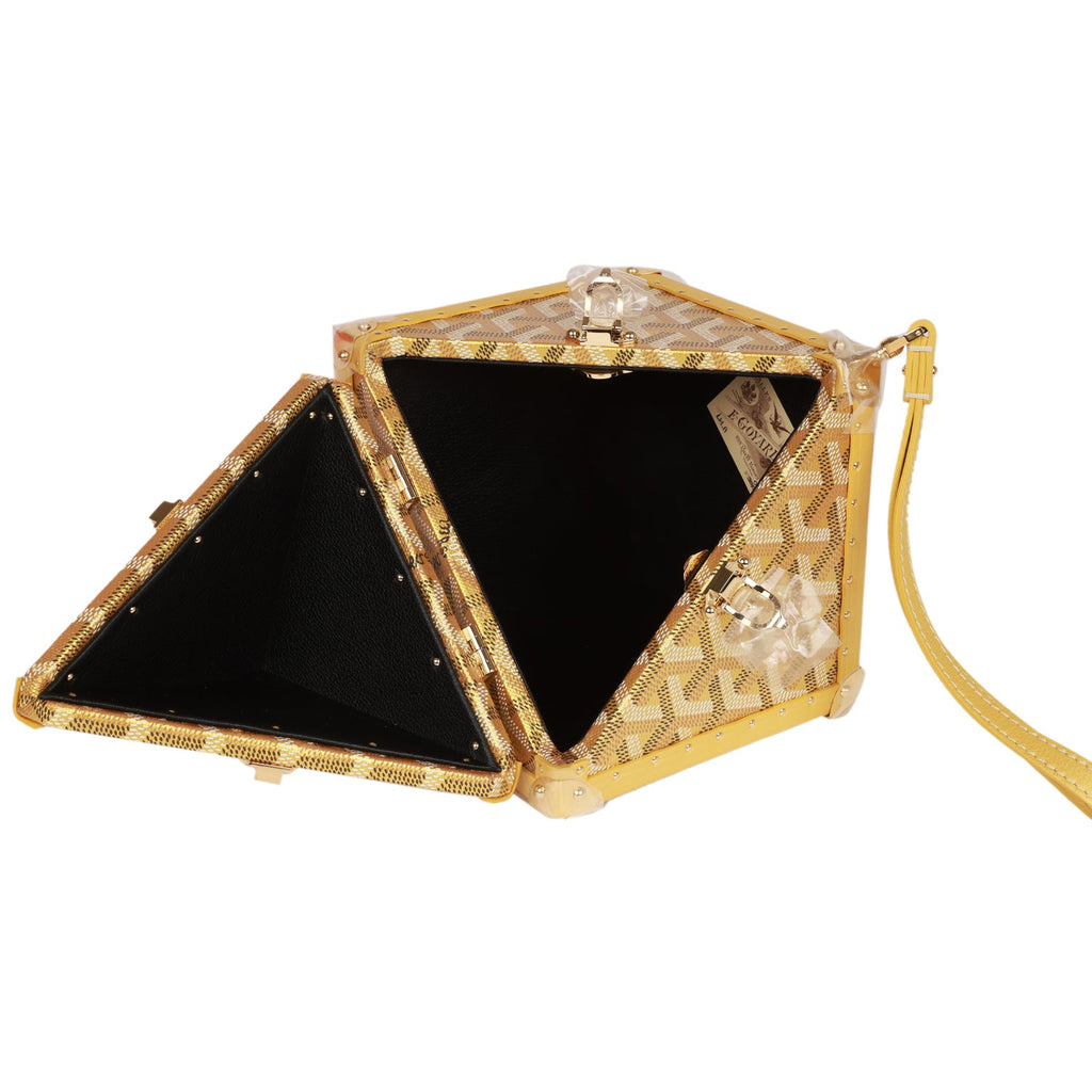 Goyard Saigon Mini Trunk Bag Black and Tan Goyardine Gold Hardware –  Madison Avenue Couture