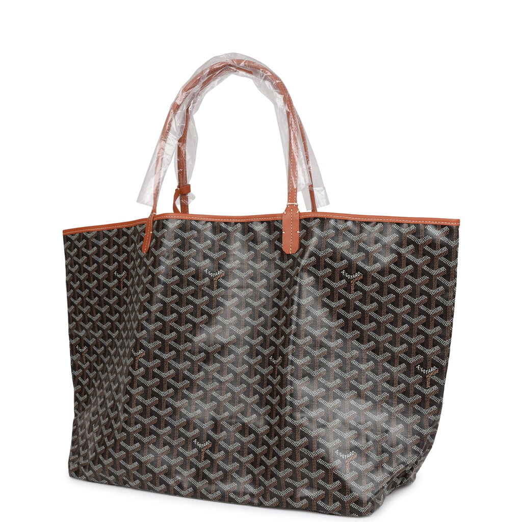 Goyard St. Louis Tote GM, Black with Tan Leather Trim, Preowned in