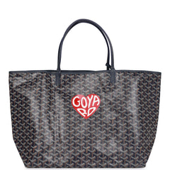 Goyard Goyardine Navy Hand-Painted Coeur St. Louis GM Tote Bag Silver Hardware
