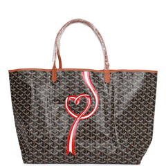 Goyard Goyardine Black Hand-Painted Coeur Ruban St. Louis GM Tote Bag Silver Hardware