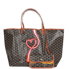 Goyard Goyardine Black Hand-Painted Coeur Ruban St. Louis GM Tote Bag Silver Hardware