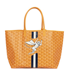 Goyard Goyardine Yellow Hand-Painted St. Louis PM Tote Bag Silver Hardware