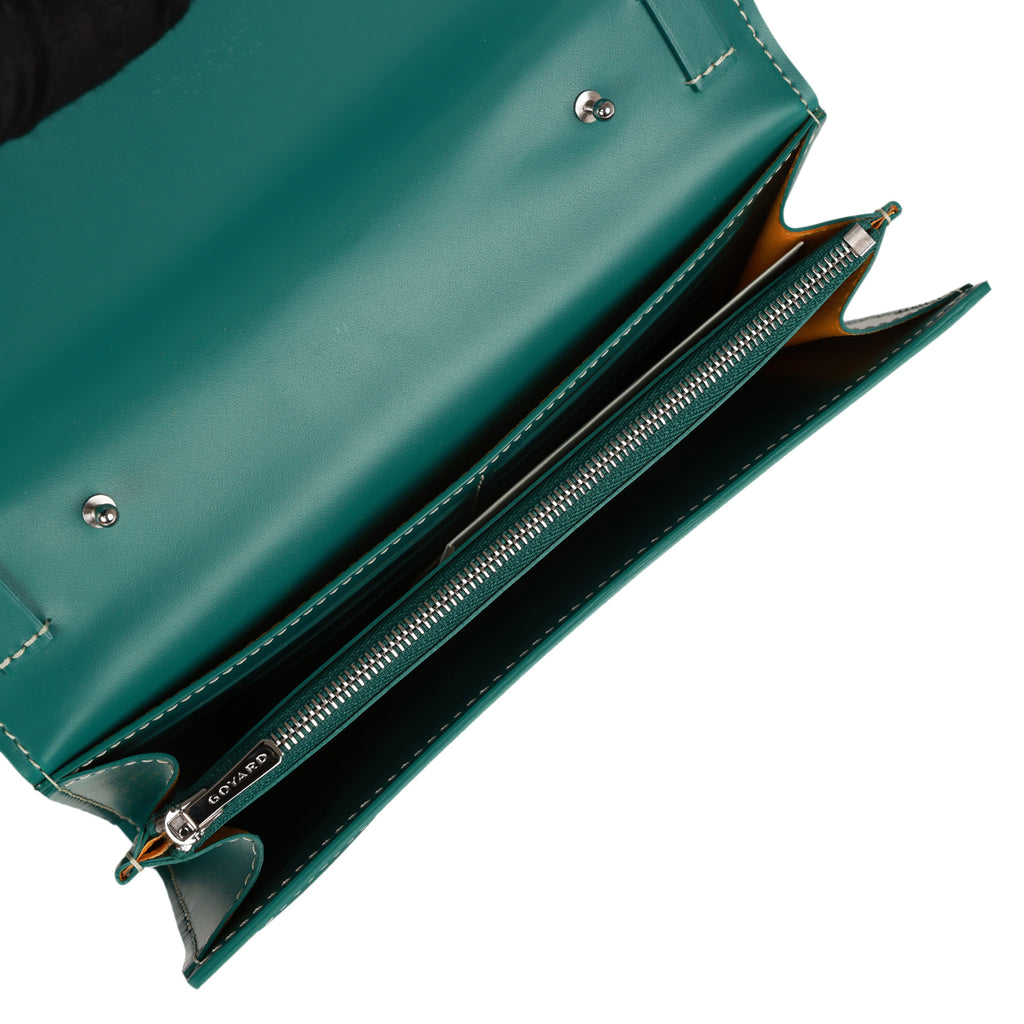 Goyard Goyardine Green Varenne Continental Wallet Bag Silver