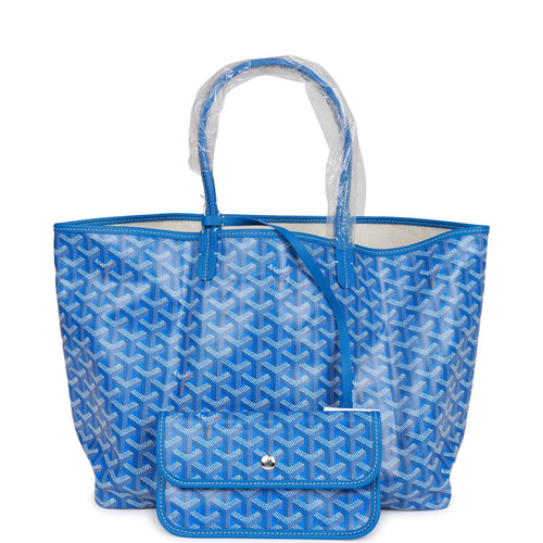 Goyard Goyardine Blue St. Louis PM Tote Bag Silver Hardware