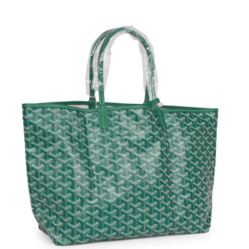 Goyard Goyardine Green St. Louis PM Tote Bag Silver Hardware