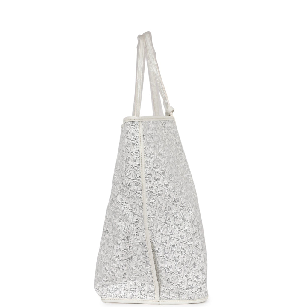 Goyard Goyardine White Anjou GM Reversible Tote Bag Silver Hardware