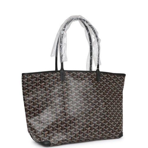 Goyard Goyardine Black Artois MM Tote Bag Silver Hardware