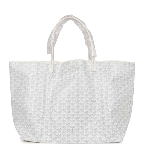 Goyard Goyardine White St. Louis GM Tote Bag Silver Hardware