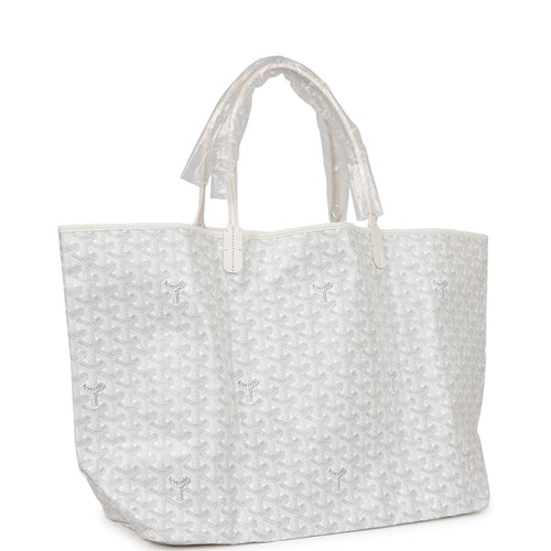 Goyard Goyardine White St. Louis GM Tote Bag Silver Hardware