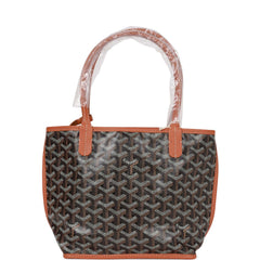 Goyard Goyardine Black and Brown Anjou Mini Reversible Tote Bag Palladium Hardware