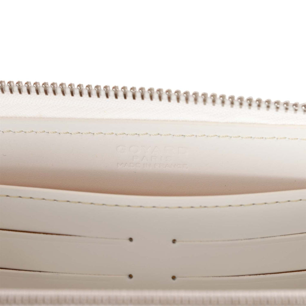 Goyard Goyardine White Matignon Wallet GM Palladium Hardware