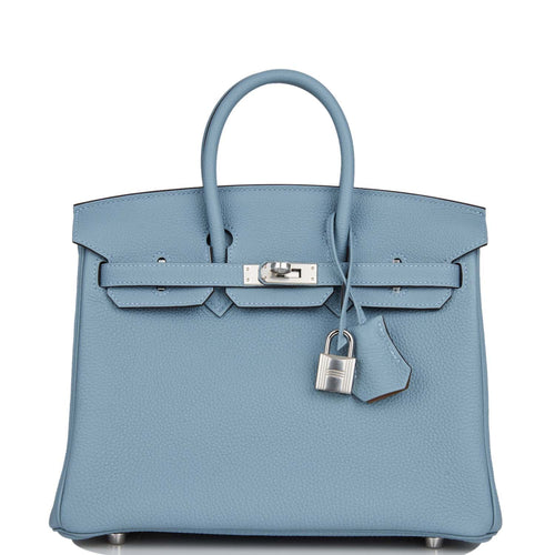 Hermes Birkin 25 Bleu Lin Verso Togo Palladium Hardware