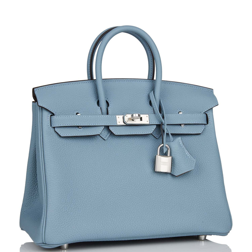 HERMÈS Birkin 25 handbag in Blue Lin Togo leather with Beige de Weimar  interior and Palladium hardware [Consigned]-Ginza Xiaoma – Authentic Hermès  Boutique