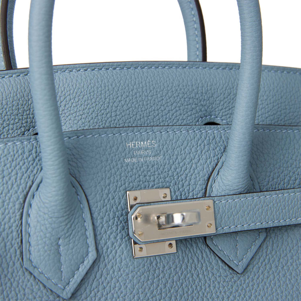 HERMÈS Birkin 25 handbag in Blue Lin Togo leather and Beige de