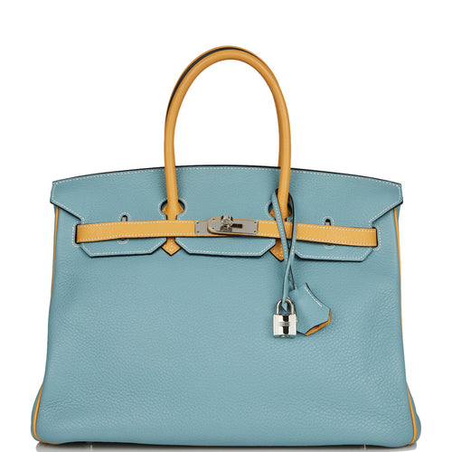 Hermes Special Order (HSS) Birkin 35 Ciel and Sable Clemence Palladium Hardware