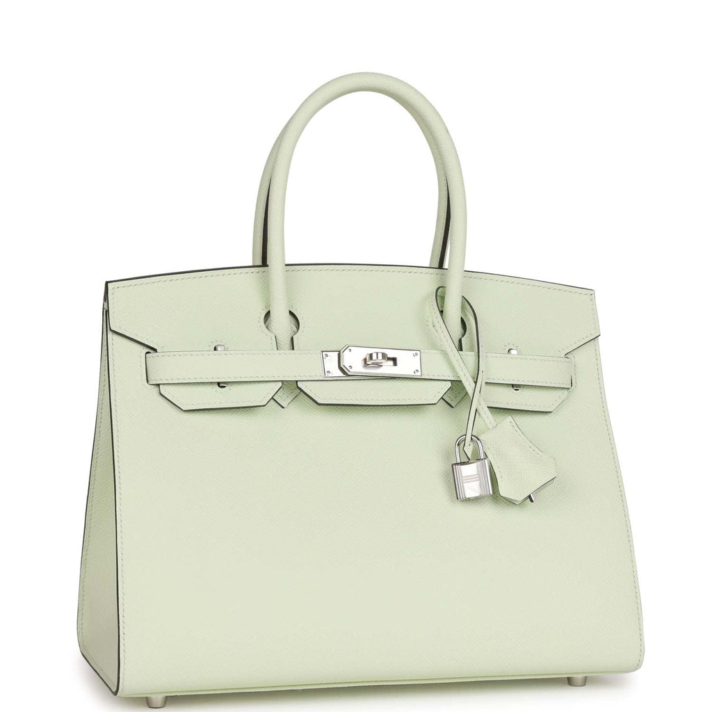 Rare* Hermes Birkin 25 Sellier Handbag Vert Criquet Epsom Leather