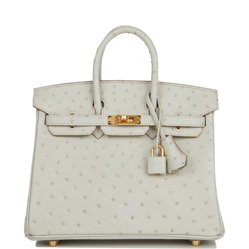 Hermes Birkin 25 Gris Perle Ostrich Gold Hardware