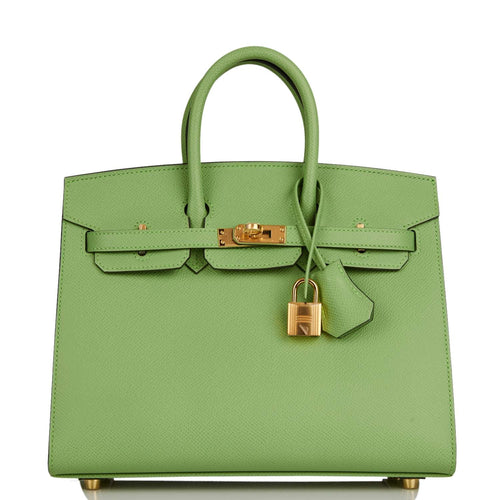 Hermes Birkin Sellier 25 Vert Criquet Epsom Gold Hardware