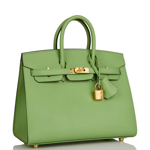 Hermes Birkin Sellier 25 Vert Criquet Epsom Gold Hardware