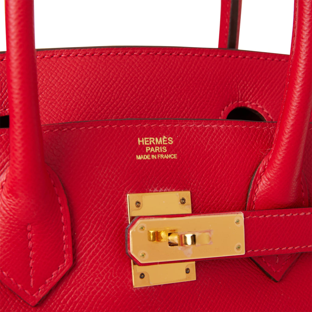 Hermes Birkin red Epsom leather gold hardware. www.kerlagons.com