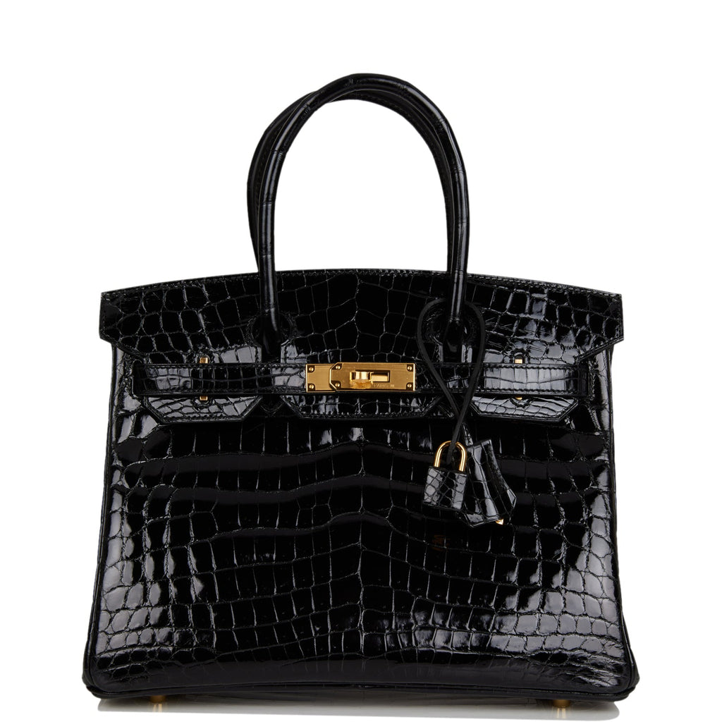 Hermes Birkin 30 Black Shiny Niloticus Crocodile Gold Hardware – Madison  Avenue Couture