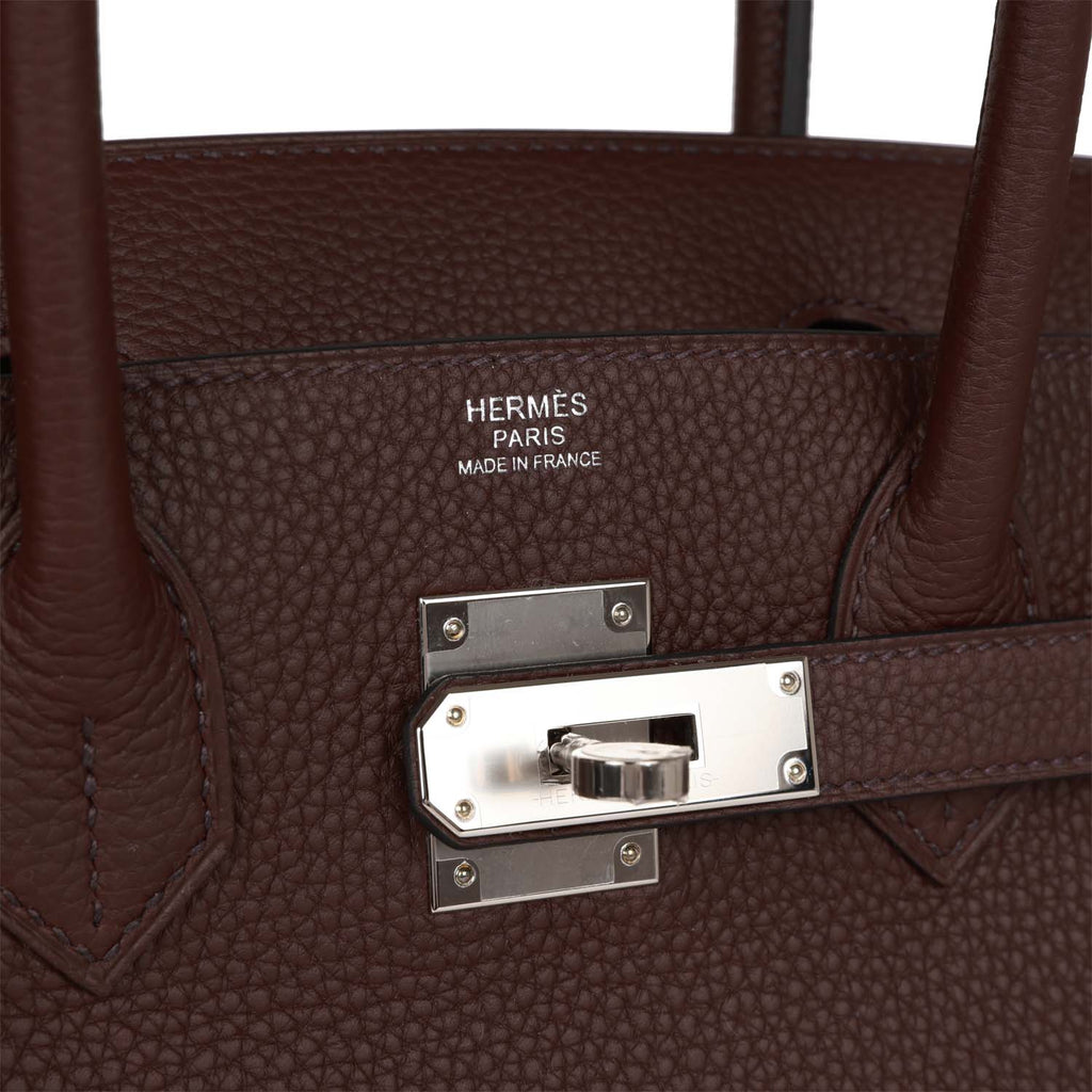 Hermes Birkin Handbag Chocolate Togo with Palladium Hardware 30